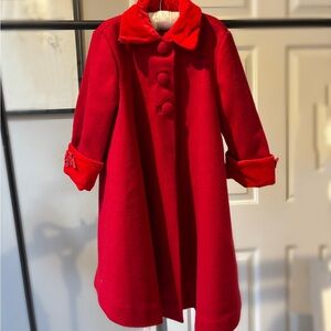 Helena Neiman Marcus red wool swing coat 4t